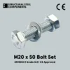 M20 x 50mm Bolt Set (CE Marked) - Image 2
